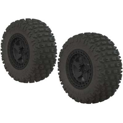 Arrma AR550042 Booots Fortress Short Course Tire / Wheel Set Glued Granite Senton - PowerHobby