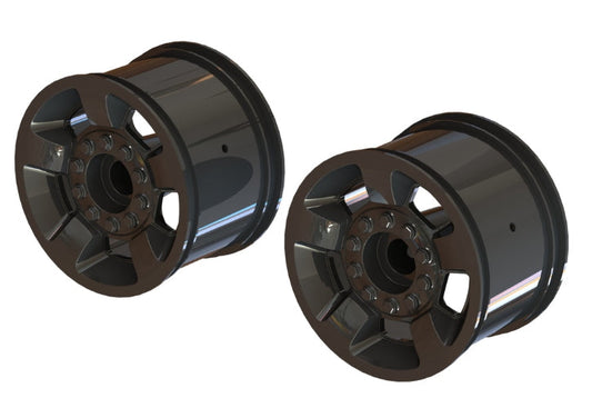 Arrma ARA510117 MT 2.8" Wheel 14mm Hex Black/Chrome (2 Pieces) Big Rock Granite - PowerHobby