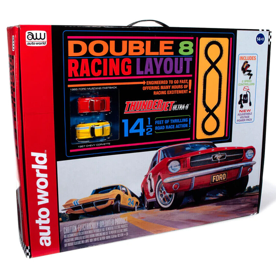 Auto World SRS341 14.5' Double 8 Racing Slot Car Set HO Scale - PowerHobby