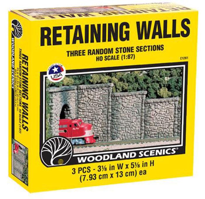 Woodland Scenics C1261 HO Random Stone Wing Wall (3) Train Scenery - PowerHobby