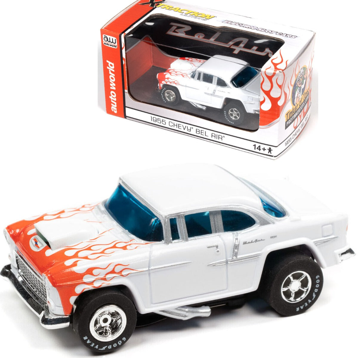 Auto World 1955 Chevy Bel Air Red Flames for AFX HO slot car Exclusive Limited - PowerHobby