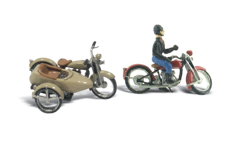 Woodland Scenics D228 HO Motorcycles and a Sidecar Vehicle Figure Kit / Vehicle AutoScenes - PowerHobby
