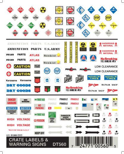 Woodland Scenics DT560 Crate Labels & Warning Signs Train Decal Sheet - PowerHobby
