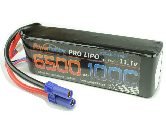 Powerhobby 3S 11.1V 6500mAh 100C Lipo Battery Pack w EC5 Connector Soft Case - PowerHobby