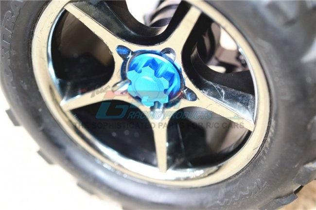 GPM ALUMINUM CVD F/R KNUCKLE ARMS WHEEL HEX CLAW WHEEL LOCK TRAXXAS REVO BLUE - PowerHobby