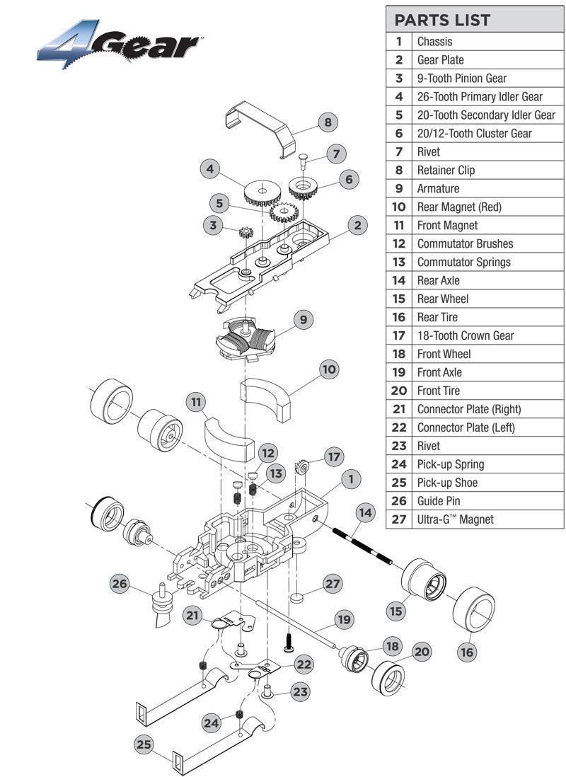 Auto World 4Gear Chassis Tuneup Parts Ultra-G Magnet 6pc Ho Slot Car - PowerHobby