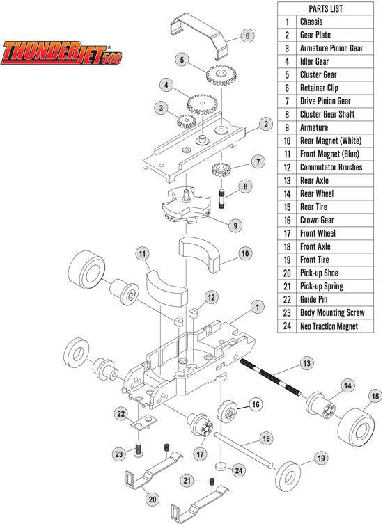 Auto World Thunderjet Chassis Tjet Parts Cluster Gear 6pc HO Slot Car - PowerHobby