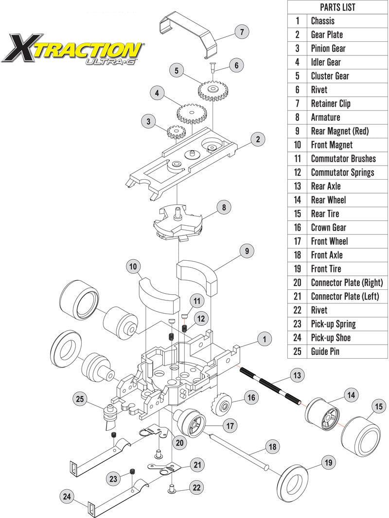 Auto World XTraction Chassis Ultra G (Frame Only) Ho Slot Car PSCXT-001 - PowerHobby
