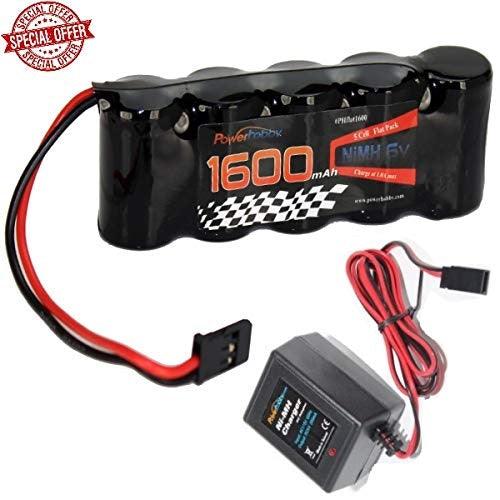 Powerhobby 5 Cell 6V 1600mAh NiMH Flat Receiver Battery Pack with Charger - PowerHobby