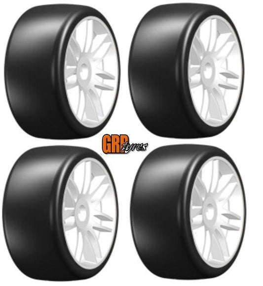 GRP GTH02-S1 GT T02 Slick S1 XXSoft Mounted Belted Tires (4) 1/8 Buggy WHITE - PowerHobby