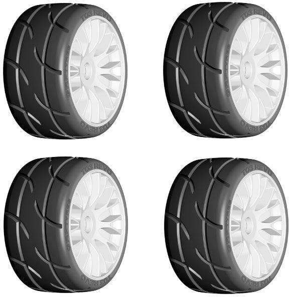 GRP GTH03-XB2 1/8 GT Car T03 REVO XB1 Extra Soft Mounted Tires (4) WHITE - PowerHobby