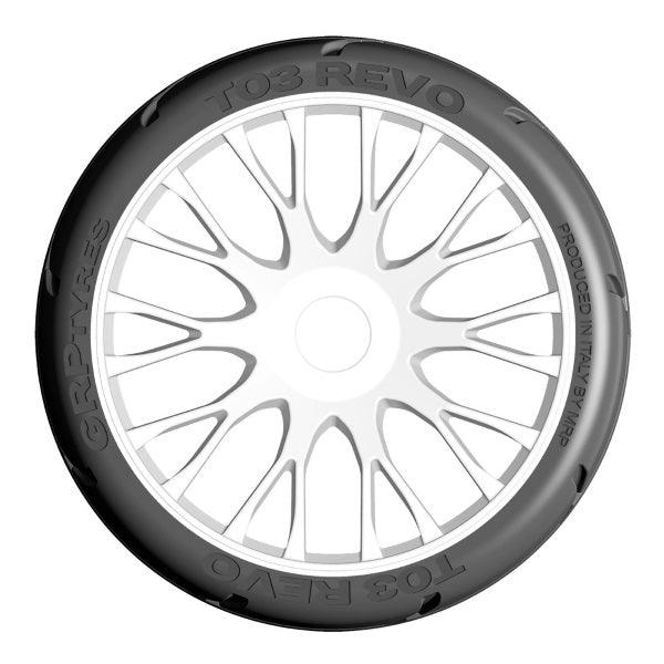 GRP GTX03-XB2 1/8 GT T03 REVO EXTRASoft Mounted Tires Wheels (4) WHITE - PowerHobby