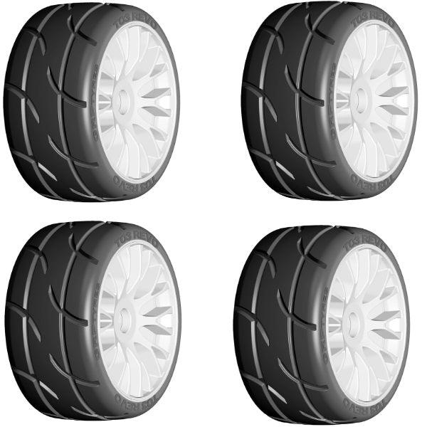 GRP GTJ03-XM7 1/8 GT T03 REVO MEDIUMHARD Mounted Tires Wheels (4) WHITE - PowerHobby