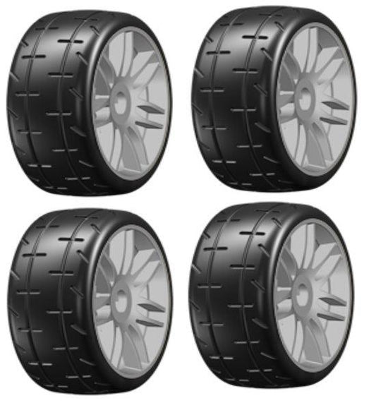 GRP GTK01-S2 GT T01 REVO S2 XSoft Mounted Belted Tires (4) 1/8 Buggy Silver - PowerHobby