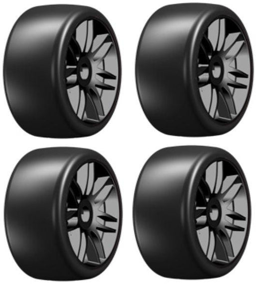 GRP 1:8 GT T02 Slick S7 MediumHard Mounted Tires Spoked Black Wheel (4) GTX02-S7 - PowerHobby