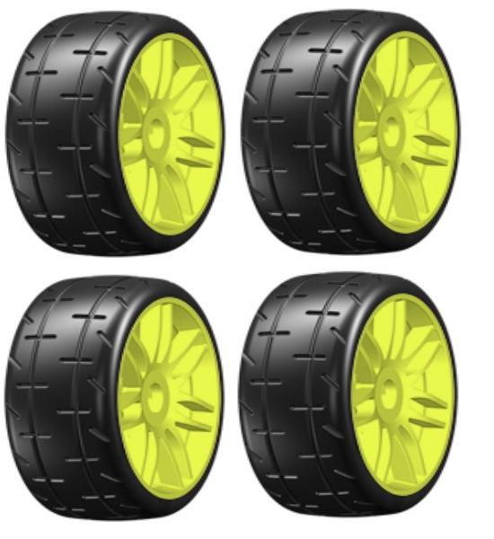 GRP GTY01-S1 GT T01 REVO S1 XXSoft Mounted Belted Tires (4) 1/8 Buggy YELLOW - PowerHobby