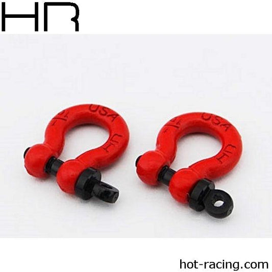 HoT Racing ACC808X02 1/10 Crawler LOOK RED TOW SHACKLES (2) Axial SCX10 Jeep - PowerHobby