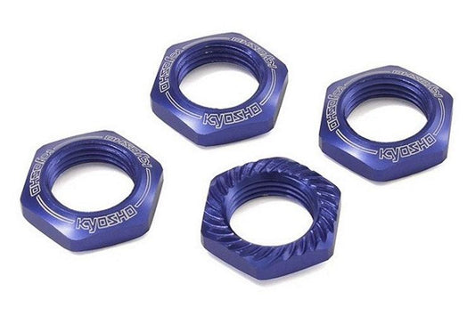Kyosho IFW472BL 17mm Wheel Nut (Blue / 4 / Serrated) Inferno GT/GT2 Inferno - PowerHobby