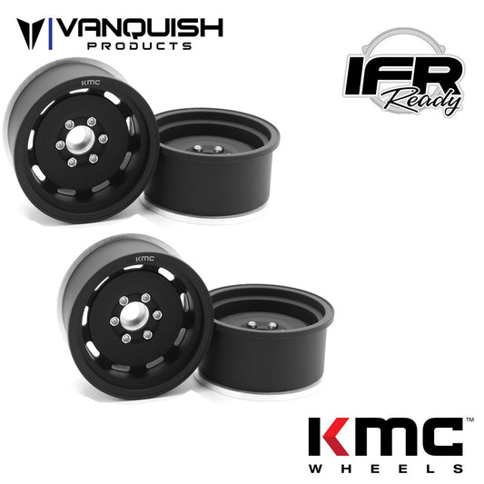 Incision IRC00240 KMC 1.9" KM720 Roswell Black Anodized Wheels (4) Rock Crawler - PowerHobby