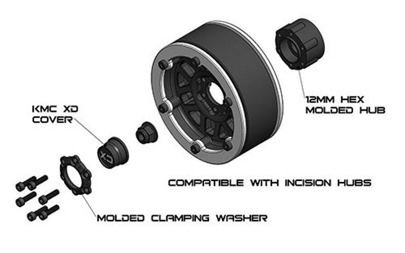 Vanquish Incision IRC00250 KMC 1.9" XD229 Beadlock Wheels (4) Rock Crawler - PowerHobby