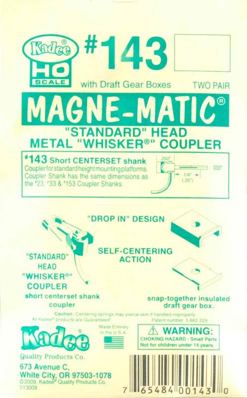 Kadee #143 Magne-Matic Standard Head Metal Whisker Couplers 1/4" (4) - PowerHobby
