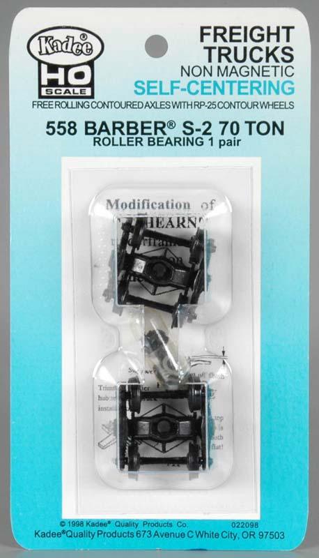 Kadee 558 HO Self-Centering Barber S-2 70-Ton Roller Bearing Freight Car Trucks - PowerHobby