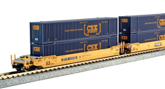 Kato 106-6175 N Scale MAXI-IV 3 Well Car Set w/6 CSX Containers TTX #724794 - PowerHobby