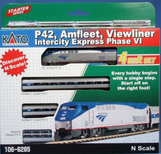Kato 106-6285 N P42 Amfleet Viewliner Intercity Express Phase VI 4-Car Set - PowerHobby