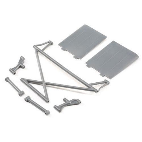 Losi LOS230041 Rear Tower Support X-Bar Mud Guards Gray Rock Rey - PowerHobby