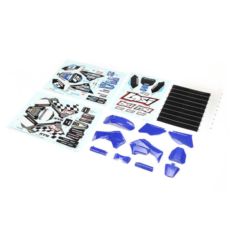 Losi LOS260001 Blue Plastics with Wraps: Promoto-MX - PowerHobby