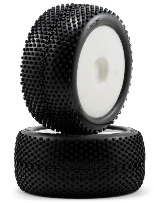 Pneus Prémontés Losi LOSA17701B Pour 1/8 Truggy – Paire Blanche Et Bleue, Pour Losi 8ight-T