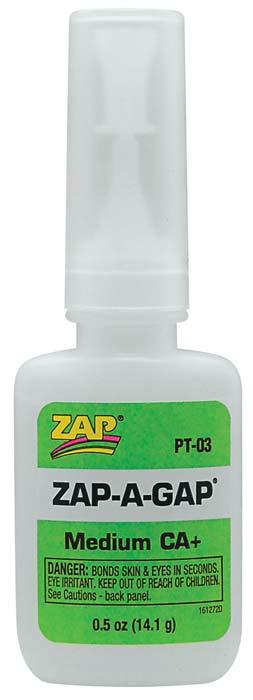 Zap PT03 Adhesives Zap-A-Gap CA+ Glue 1/2 oz - PowerHobby