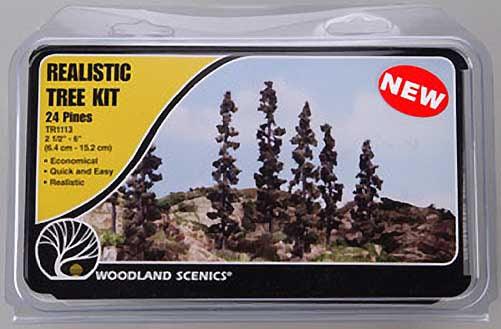 Woodland Scenics TR1113 N/HO Pine Tree Kits 2-1/2-6" (24) Train Scenery - PowerHobby