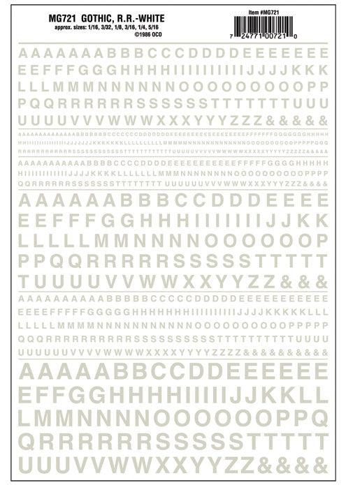 Woodland Scenics MG721 Gothic R.R. Letters White 1/16-5/16" Train Decal Sheet - PowerHobby