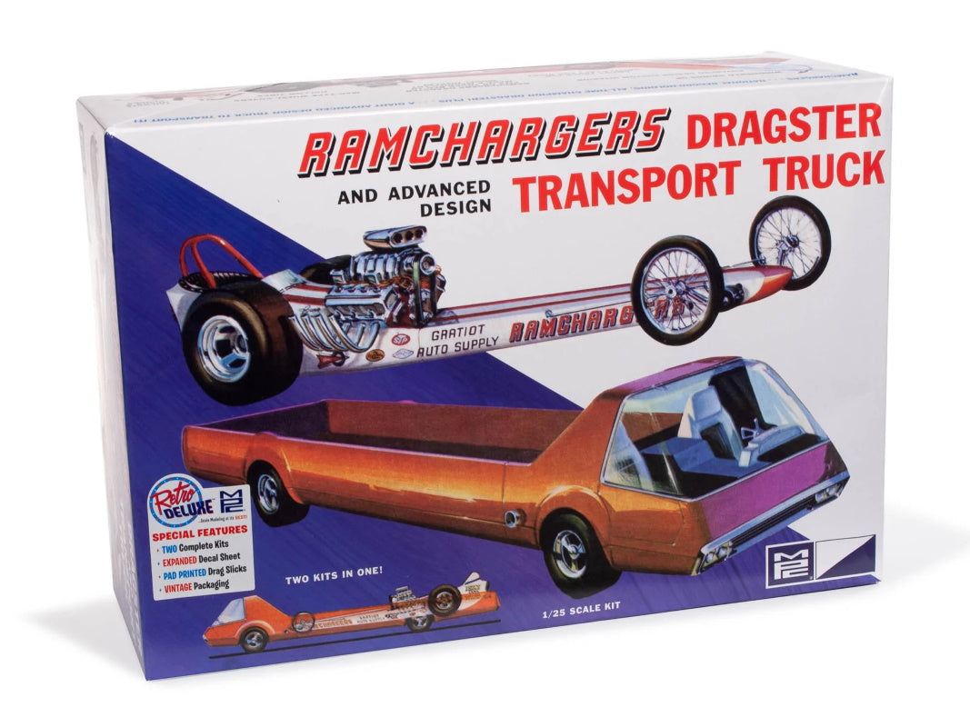 MPC970 Ramchargers Dragster & Transporter Truck 1:25 Plastic Model Kit - PowerHobby