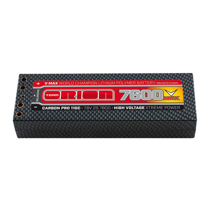 Oriaon ORI14070 7.6V 7600mAh 2S 110C Carbon Pro V-Max Lipo Battery Tube 4mm - PowerHobby
