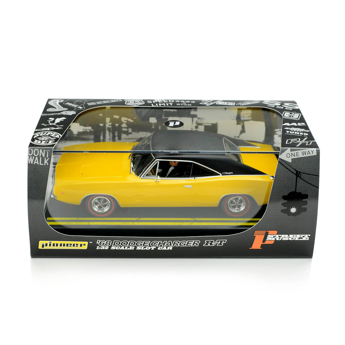 Pioneer 1968 Dodge Charger Hemi 426 Yellow P160 1/32 slot Car for Scaelxtric DPR - PowerHobby