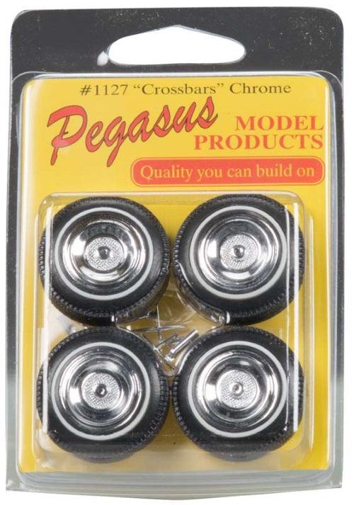 Pegasus Hobbies 1127 1/24-1/25 Crossbars Rims/Tires (4) Plastic Model - PowerHobby
