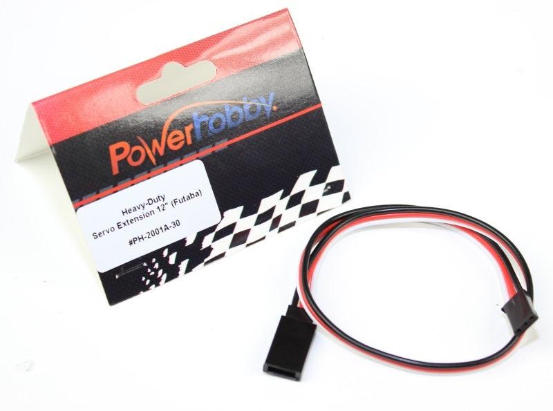 Powerhobby 12" Heavy Duty Servo Extension Wire Futaba Connector J 20AWG - PowerHobby