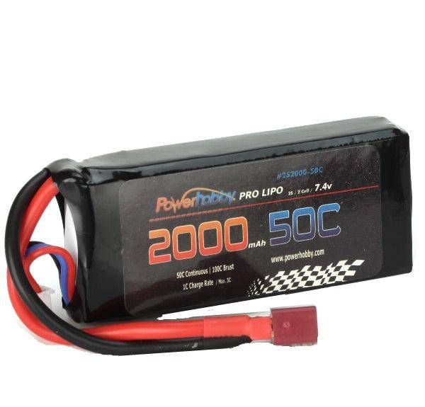 Powerhobby 2s 7.4v 2000mah 50c Lipo Battery w Deans Plugs - PowerHobby