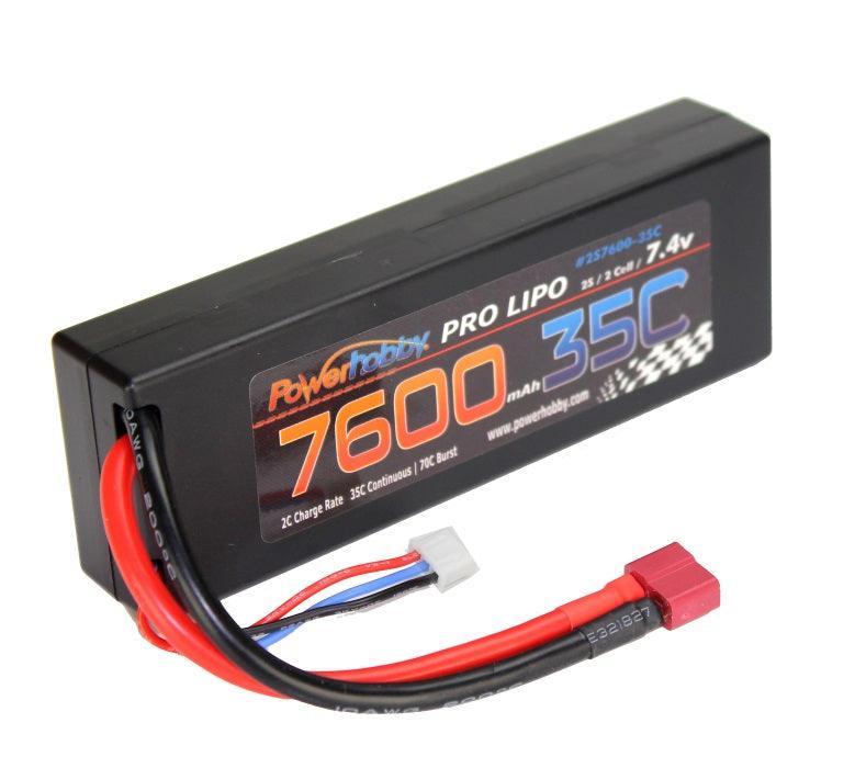 Powerhobby 2s 7.4v 7600mah 35c Lipo Battery w Deans Plug 2-Cell - PowerHobby