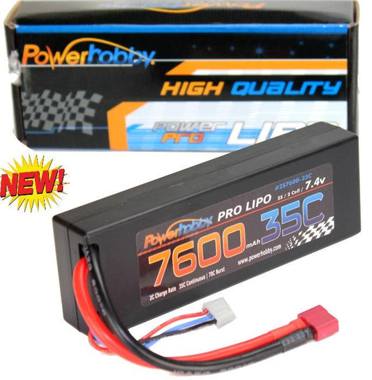 Powerhobby 2s 7.4v 7600mah 35c Lipo Battery w Deans Plug 2-Cell - PowerHobby