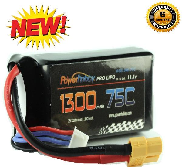 Powerhobby 3s 11.1v 1300mah 75c Liop Battery w xt60 Plug - PowerHobby