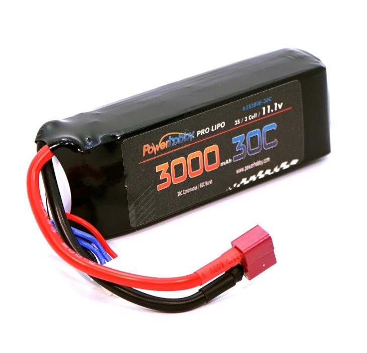 Powerhobby 3S 11.1V 3000mAh 30C Lipo Battery w Deans Plug - PowerHobby