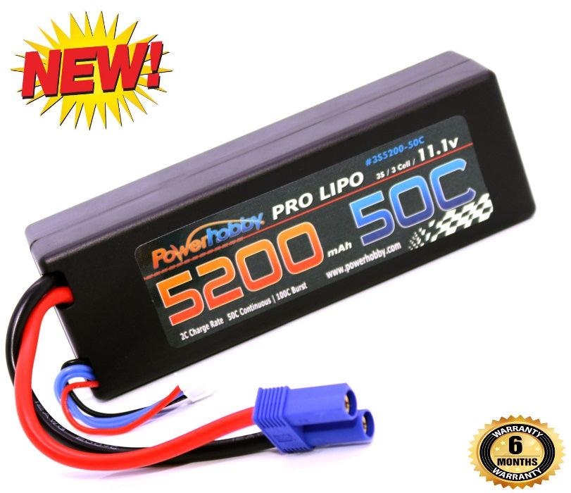 Powerhobby 3S 11.1V 5200mAh 50C Lipo Battery w EC5 Plug 3-Cell Hard Case - PowerHobby
