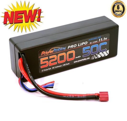Powerhobby 3S 11.1V 5200mAh 50C Lipo Battery w Deans Plug 3-Cell Hardcase - PowerHobby