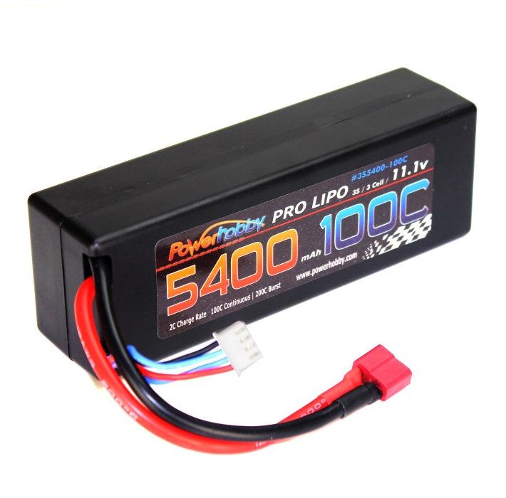 Powerhobby 3s 11.1v 5400mah 100c lipo Battery w Deans Plug Hard Case - PowerHobby