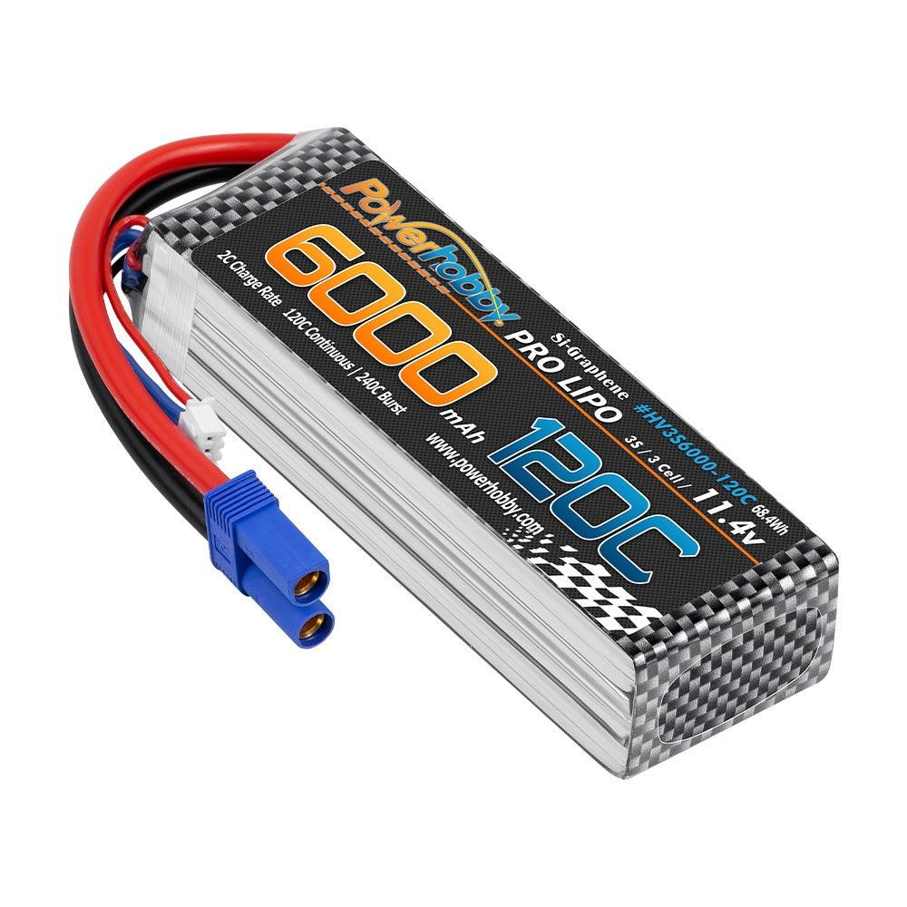 Powerhobby 3s 11.4V 6000mah 120c Graphne + HV Lipo Battery w EC5 Plug - PowerHobby