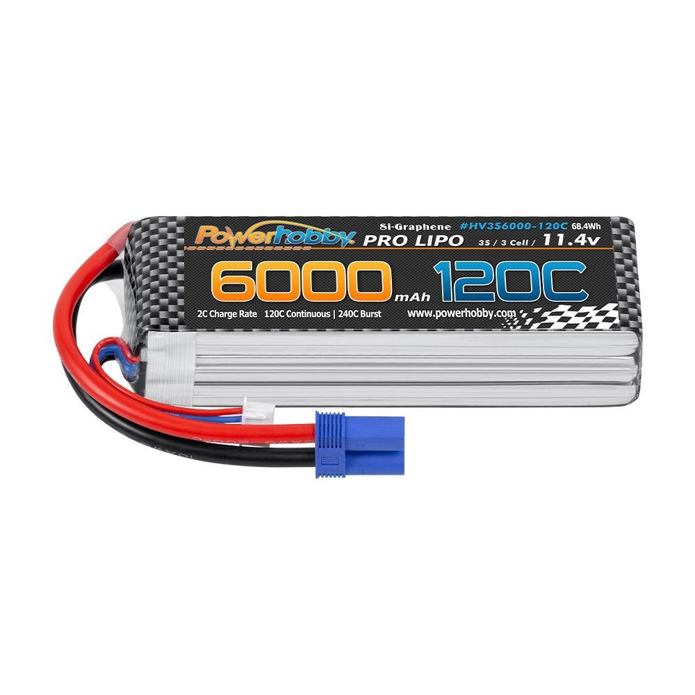 Powerhobby 3s 11.4V 6000mah 120c Graphne + HV Lipo Battery w EC5 Plug - PowerHobby