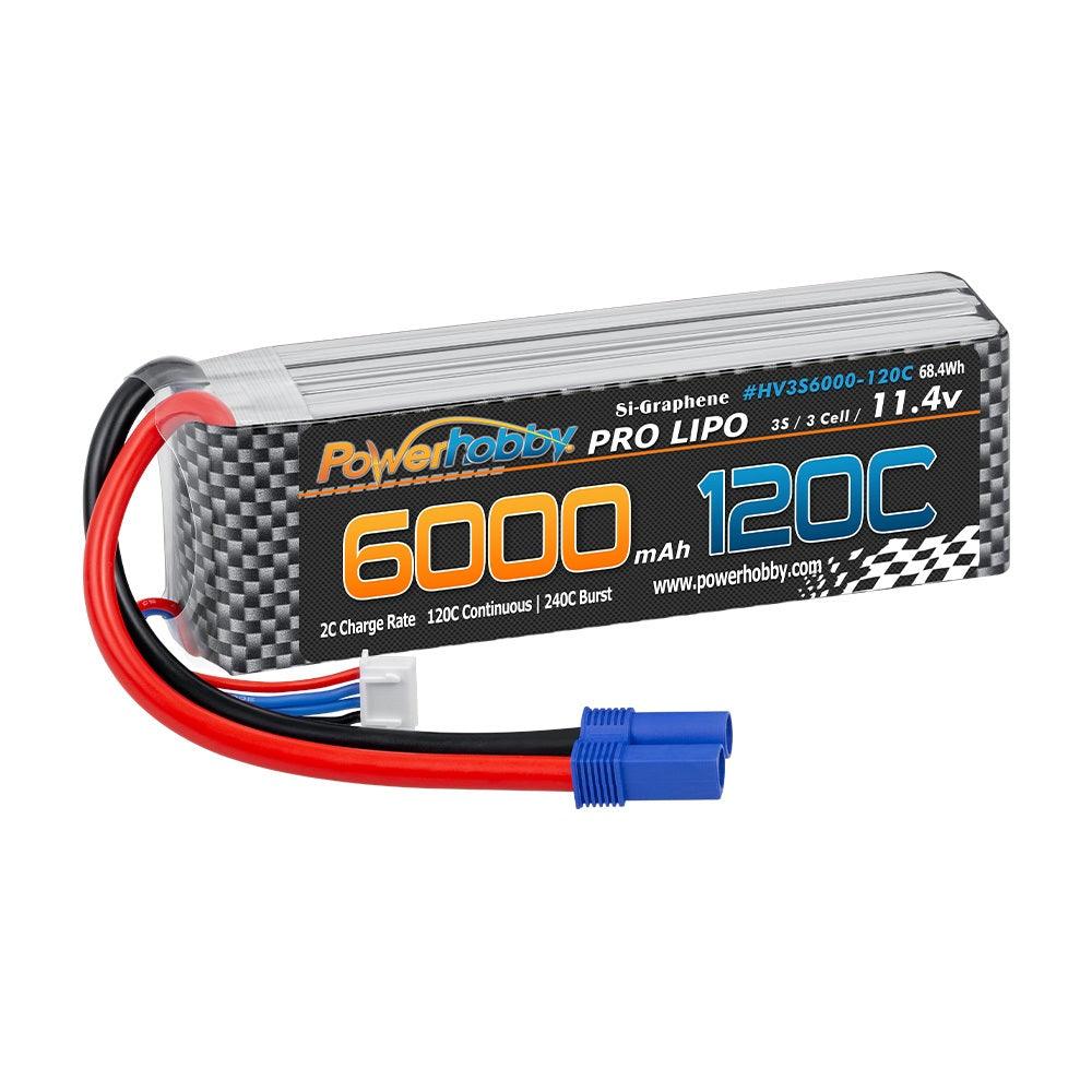 Powerhobby 3s 11.4V 6000mah 120c Graphne + HV Lipo Battery w EC5 Plug - PowerHobby